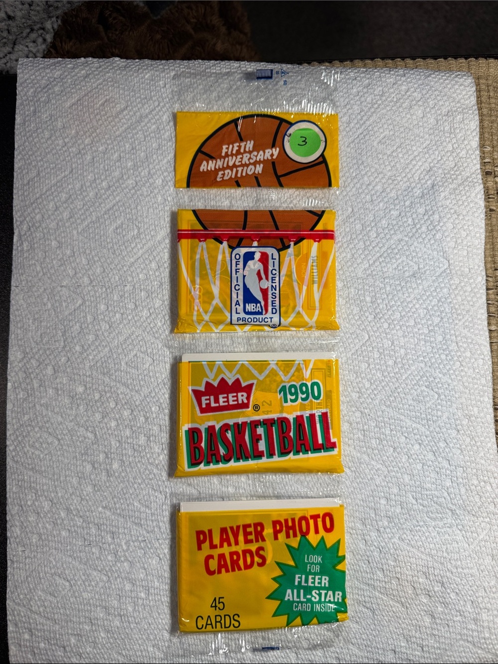 Fleer 1990 5th Anniversary Edition Basketball Card. 3 Packs....45 Cards Total.